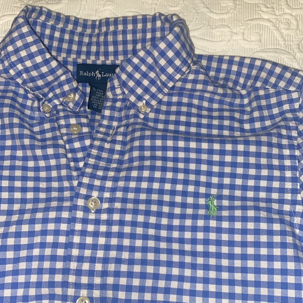 Ralph Lauren blue gingham check button down